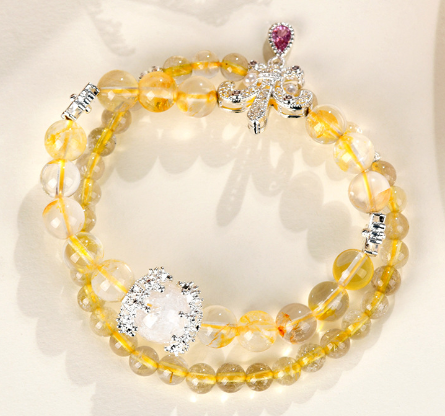 Citrine hair crystal double layer bracelet fashionable original light luxury small new hot style bracelet jewelry