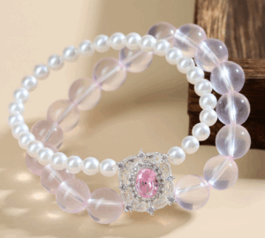 Ice pink crystal shell bead double layer bracelet micro inlay original fashion new bracelet jewelry customization