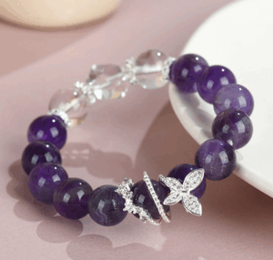 Amethyst and white crystal micro-inlaid butterfly large grain bracelet fashionable original hot-selling bracelet