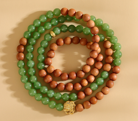 Old mountain sandalwood green jade multi-circle bracelet new Chinese ethnic style temple hot selling new hot style bracelet