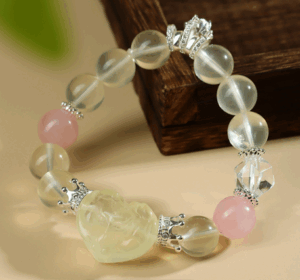Lemon yellow crystal love nine-tailed fox bracelet large round beads fashion bracelet