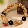 Crystal yellow tower crystal large lacquer bead black agate bracelet cloisonne gourd new Chinese style cultural and creative bracelet