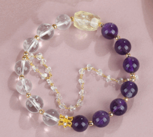 Amethyst, white crystal, free-form citrine bracelet, original fashion bracelet jewelry customization