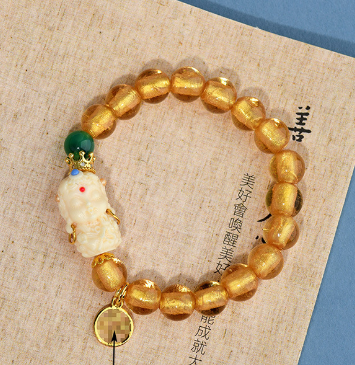 Gold foil glass sugar heart agate original tara bracelet tiktok hot sale