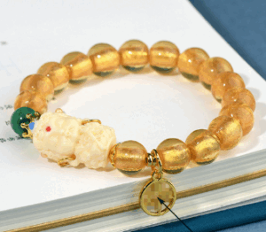 Gold foil glass sugar heart agate original tara bracelet tiktok hot sale