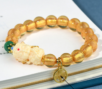 Gold foil glass sugar heart agate original tara bracelet tiktok hot sale