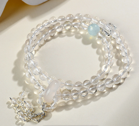 White crystal aquamarine white agate double circle bracelet original new style bracelet jewelry