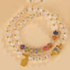 White crystal colorful beads double circle bracelet fashionable rainbow multi-treasure bracelet