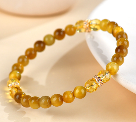 Colored gold tiger eye faceted citrine bracelet fashionable new hot style bracelet