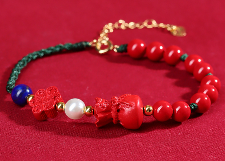 Red sand blessing bag Chinese knot braided bracelet handmade diy national style original female bracelet