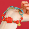 High content cinnabar original imperial red sand lucky cat diy handmade adjustable braided bracelet rope