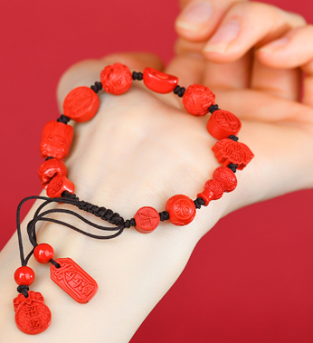 Cinnabar Emperor Red Sand Original Multi-Treasure Single Loop Bracelet New Chinese Red Bracelet for the Year of the Zodiac