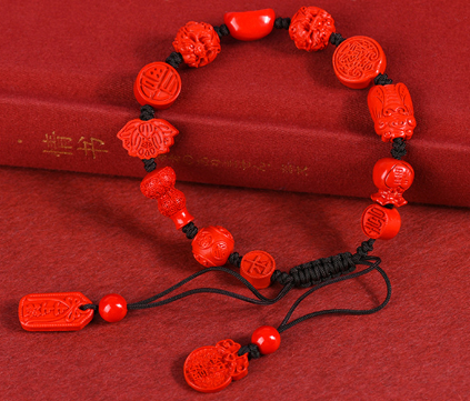 Cinnabar Emperor Red Sand Original Multi-Treasure Single Loop Bracelet New Chinese Red Bracelet for the Year of the Zodiac