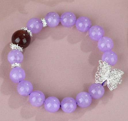 Lavender Amethyst Strawberry Crystal Butterfly Bracelet Dreamy Romantic Purple Original Women's Bracelet