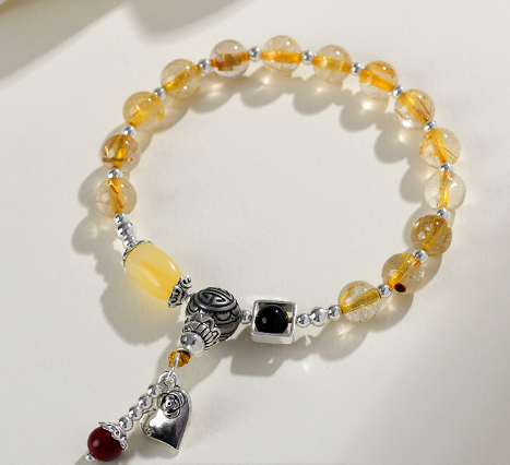 Crystal golden hair crystal beeswax bracelet temple culture innovation Chinese style fashion original female bracelet customization