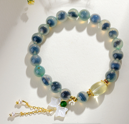 Half sugar bracelet green sugar heart agate fresh and fashionable original bracelet vibrato