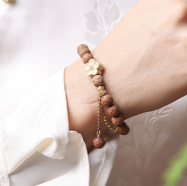 Sandalwood Lotus Shape Bracelet DIY Single Circle Six Words Mantra Double Circle Bracelet Buddhist Beads Wenwan Wholesale Hand Jewelry