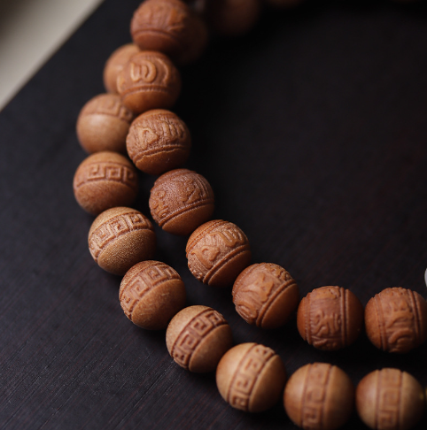 Sandalwood Lotus Shape Bracelet DIY Single Circle Six Words Mantra Double Circle Bracelet Buddhist Beads Wenwan Wholesale Hand Jewelry