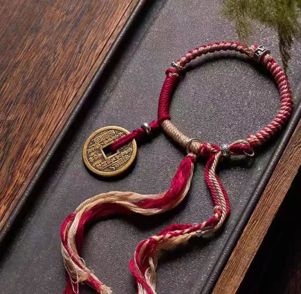 New Chinese style mountain ghost coin braided bracelet jewelry national trend ethnic style hand-rubbed cotton rope Tibetan bracelet jewelry
