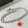 Fashion love bracelet for women red blue pink round bead enamel heart shaped bracelet