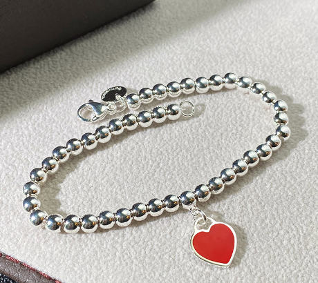 Fashion love bracelet for women red blue pink round bead enamel heart shaped bracelet