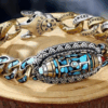Turquoise six-word mantra nine-eye dzi bracelet men's luck trendy personality female silver bracelet