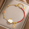 Jade rabbit blessing bracelet female braided red rope rabbit year zodiac year Hetian jade lucky beads gift rabbit bracelet