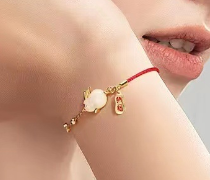 Jade rabbit blessing bracelet female braided red rope rabbit year zodiac year Hetian jade lucky beads gift rabbit bracelet