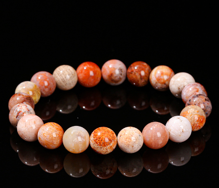 Coral Jade Bracelet Multi-Treasure Colored Chrysanthemum Stone Men's and Women's Single Circle Round Beads Bracelet