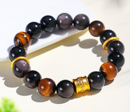 Wukong men's bracelet, silver obsidian couple bracelet, cultural and artistic national trend Buddhist beads