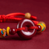 Peace buckle red bracelet peach wood anti-scare zodiac year good luck handmade bracelet
