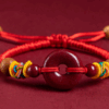 Peace buckle red bracelet peach wood anti-scare zodiac year good luck handmade bracelet