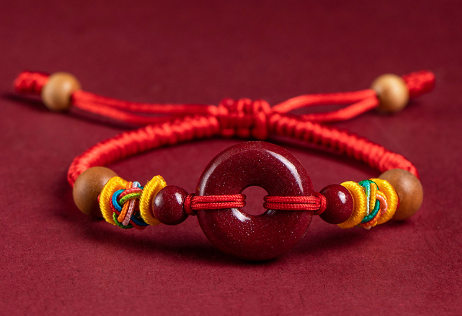 Peace buckle red bracelet peach wood anti-scare zodiac year good luck handmade bracelet