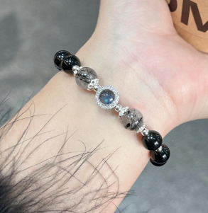 Obsidian Aquamarine Bracelet for Women Black Lucky Beads for Men and Women Couples