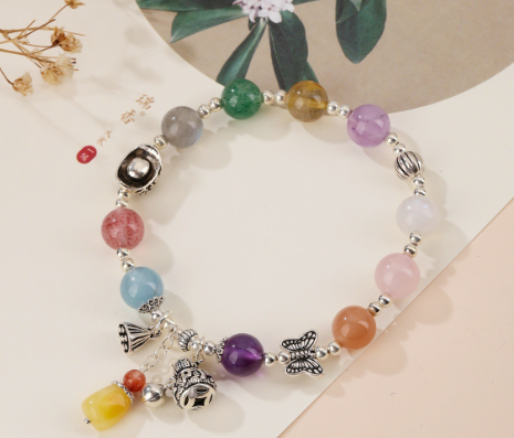 Duobao crystal bracelet light luxury high-end retro gourd ingot butterfly diy bracelet