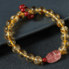 Rich Citrine Fortune Strawberry Crystal Pixiu Good Luck Bracelet for Men and Women Light Luxury Niche Single Loop Bracelet