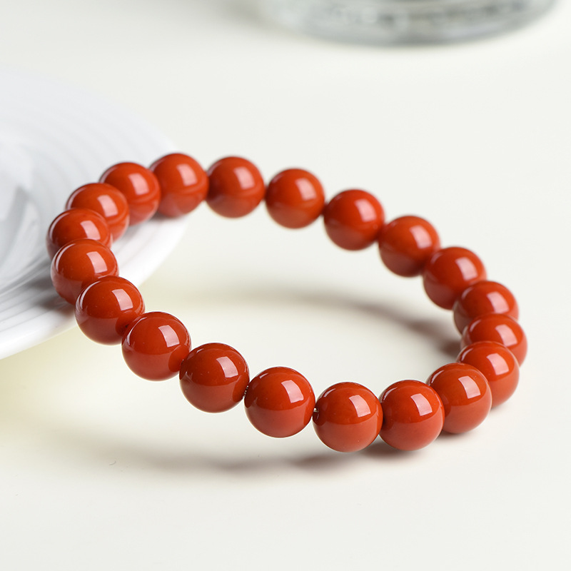 Natural South Red Agate Loose Beads Bracelet Persimmon Red Agate Round Beads Bracelet