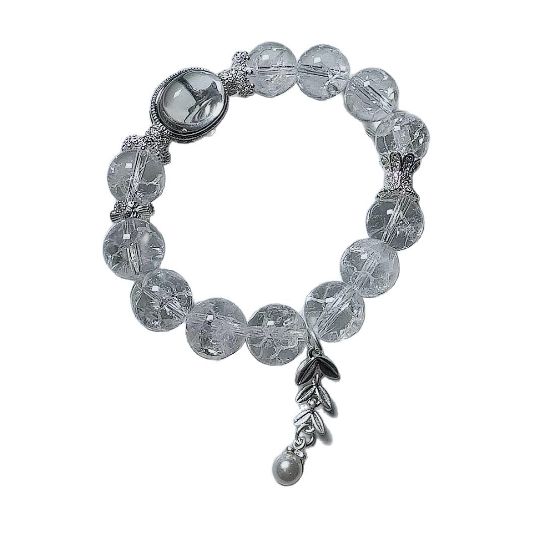Natural burst white crystal white Asai white crystal magic box 12mm bracelet niche