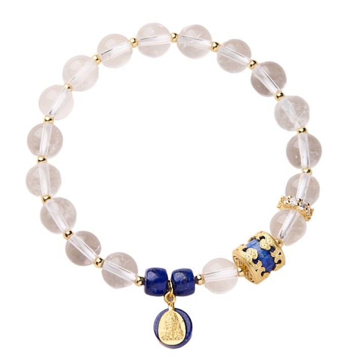 White crystal bracelet silver conghuan lapis lazuli bracelet