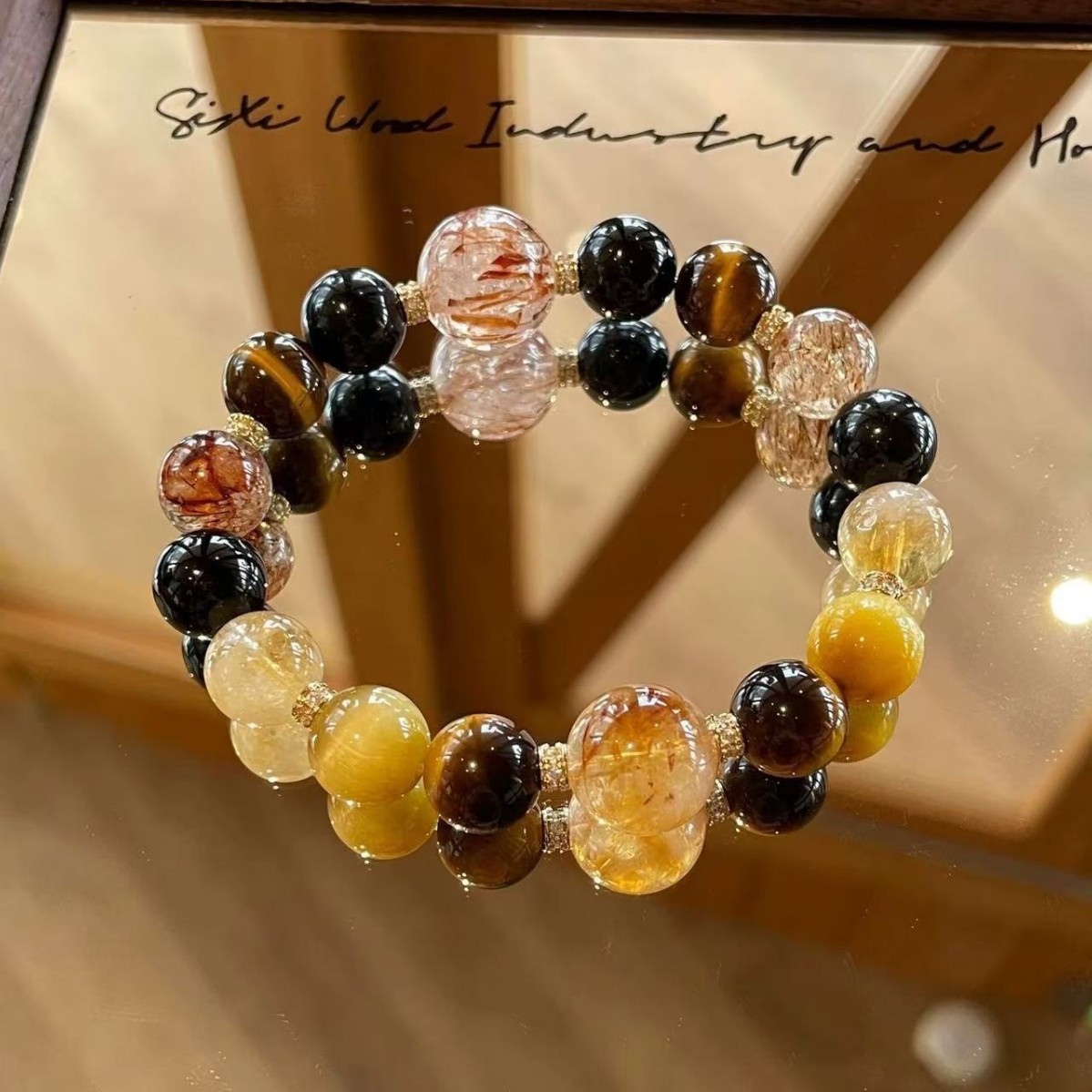 Natural crystal bracelet exquisite yellow tower crystal tiger eye amethyst strawberry crystal