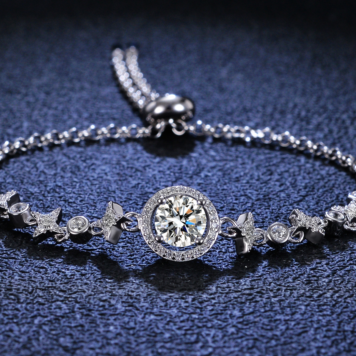 Bracelet Moissanite Round Bag Simple Women's Retractable Hand Jewelry