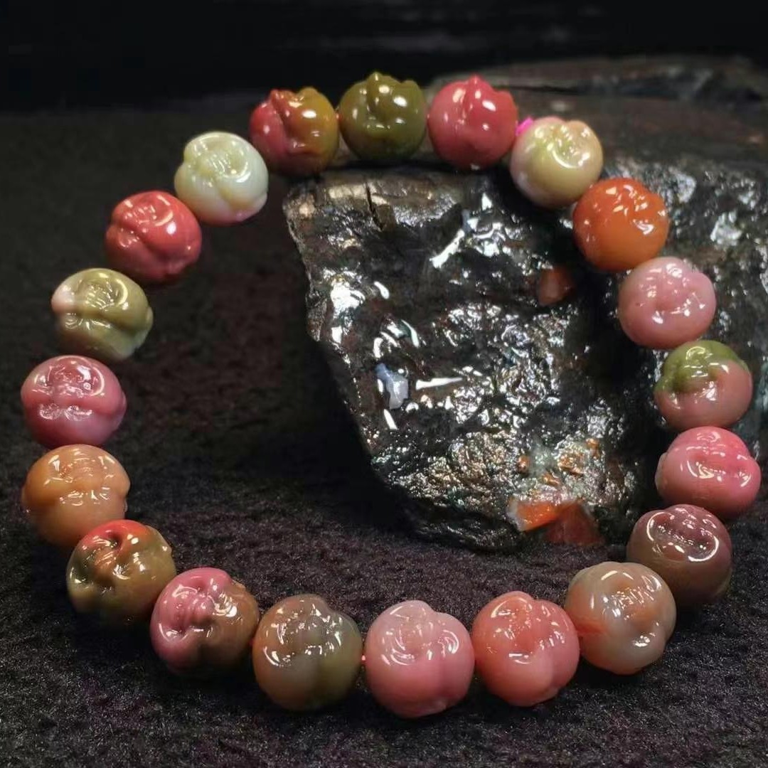 Laughing Buddha bracelet, full of color and flesh, clean and without impurities, colorful red