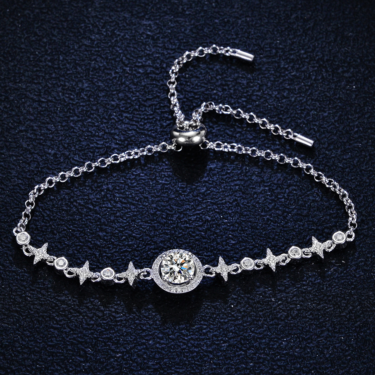 Bracelet Moissanite Round Bag Simple Women's Retractable Hand Jewelry
