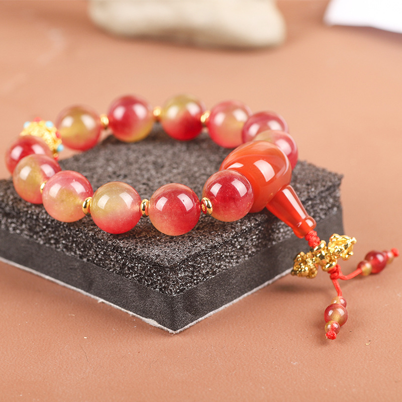 Pomegranate chalcedony bracelet good luck birthday gift blessing