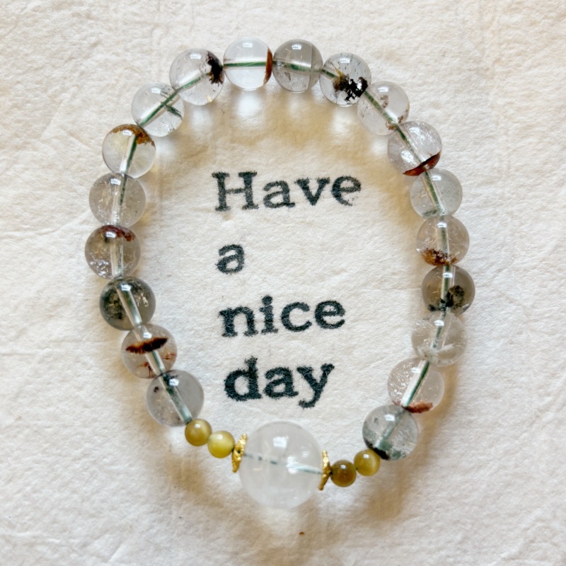 White ghost white crystal beaded bracelet niche high-end golden tiger stone green ghost crystal bracelet
