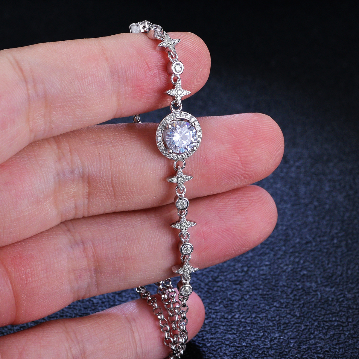 Bracelet Moissanite Round Bag Simple Women's Retractable Hand Jewelry
