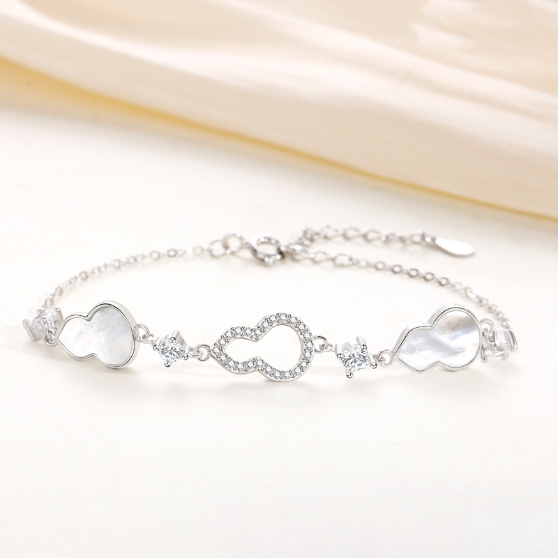 Sterling silver gourd bracelet for women niche light luxury high-end temperament mother-of-pearl bracelet new Chinese style jewelry