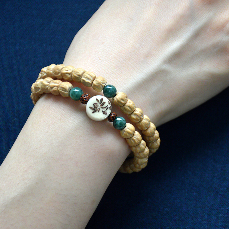 Passionfruit seed bracelet two circles high density straight grain cypress seed bracelet bodhi seed lotus