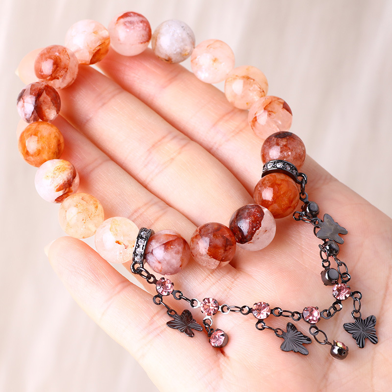 Natural crystal red gum flower bracelet high-grade black series butterfly bracelet