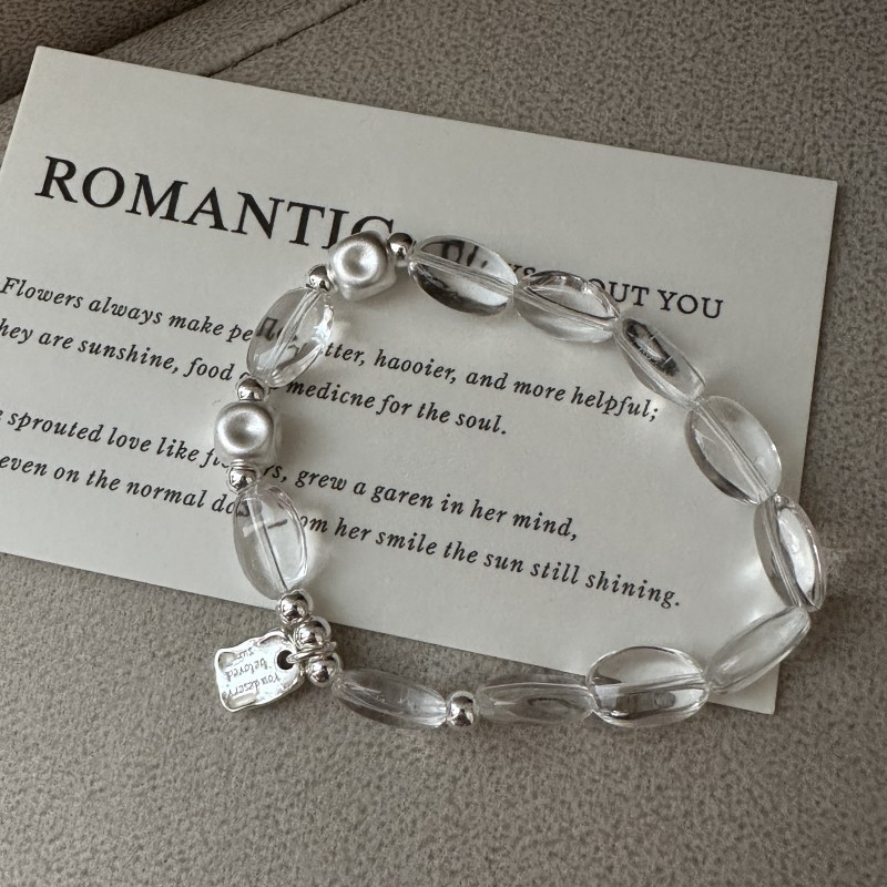 Niche design white crystal bracelet Korean fashion INS style elastic rope hand jewelry
